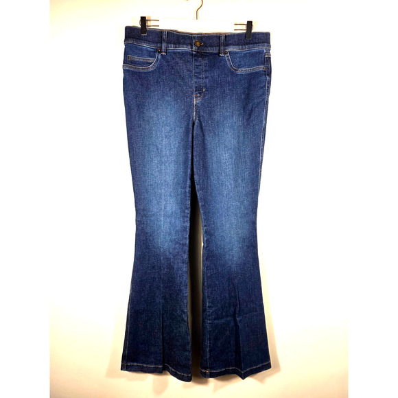 SPANX WearEver Flare Jeans Authentic Blue XL Bell Bottom Bootcut Pull On Denim - Picture 1 of 10